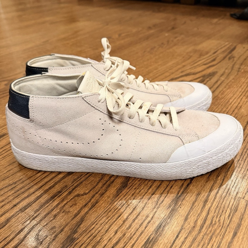Nike SB Zoom Blazer Mid Deconstructed Suede Skate Shoes Cream White Mens - Picture 2 of 16